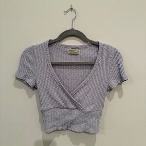 Urban Outfitters Light Blue Ribbed Crop Top